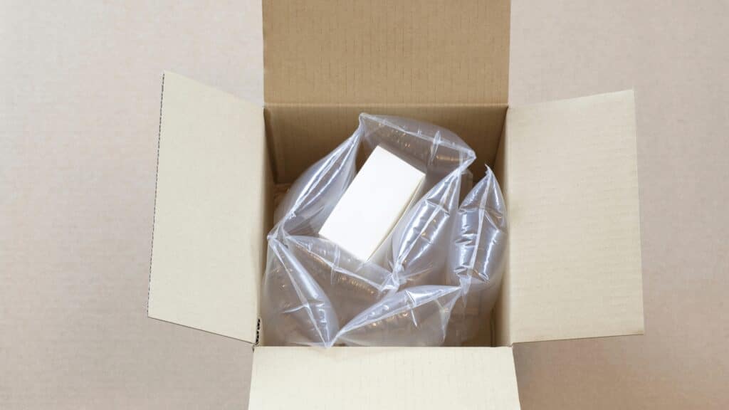 a box with plastic padding inside